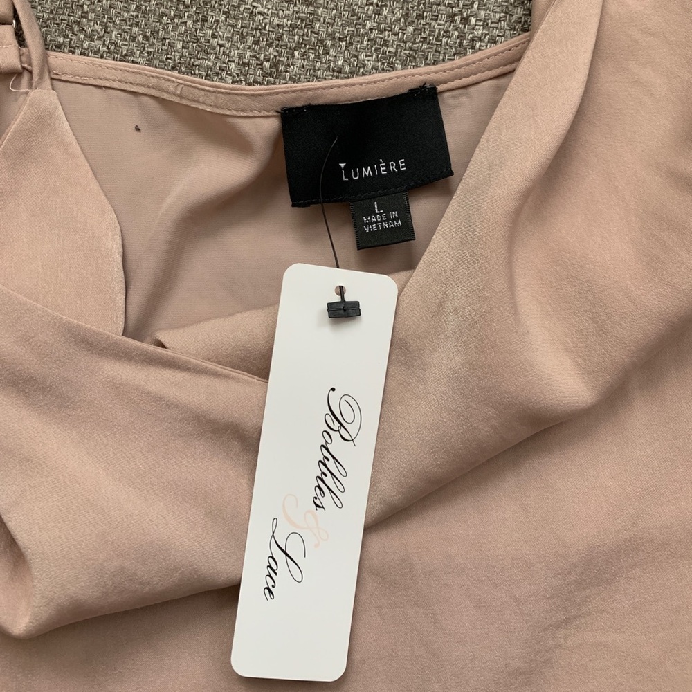 Bobbles & Lace Blush Color Silk Slip Dress - Picture 3 of 5